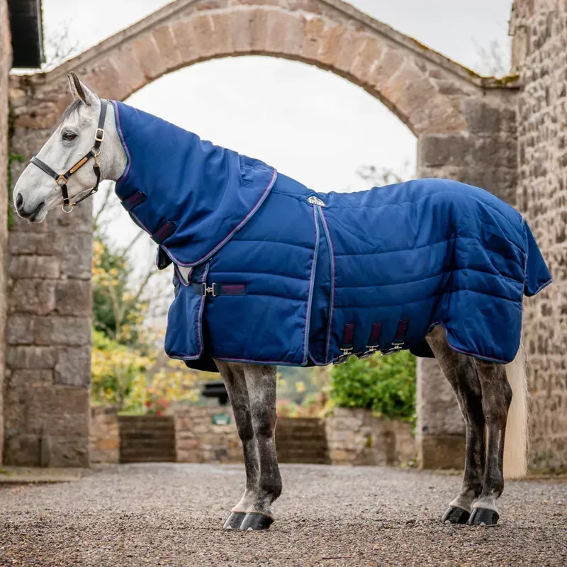 Rambo Optimo Plus 200g Medium Stable Blanket - Navy/Burgundy/Teal/Navy-7