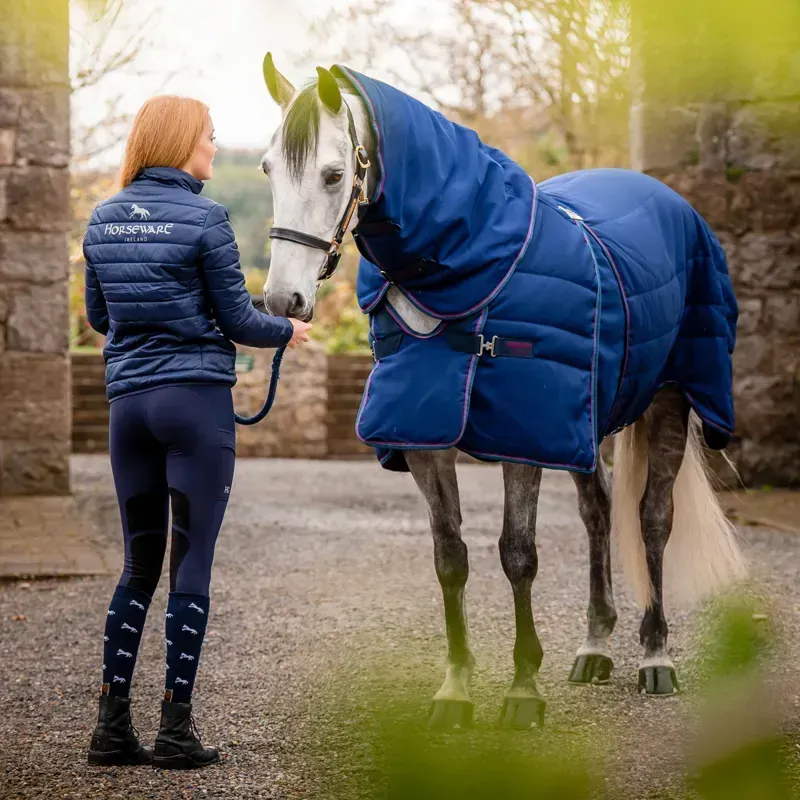 Rambo Optimo Plus 200g Medium Stable Blanket - Navy/Burgundy/Teal/Navy-9