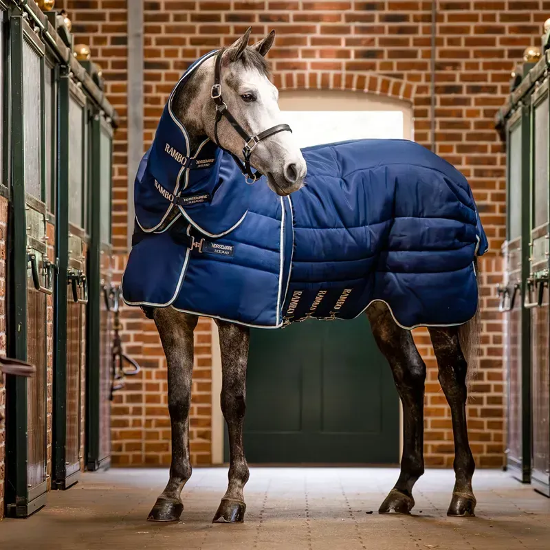Rambo Optimo Plus 400g Heavy Stable Blanket - Navy/Beige/Baby Blue