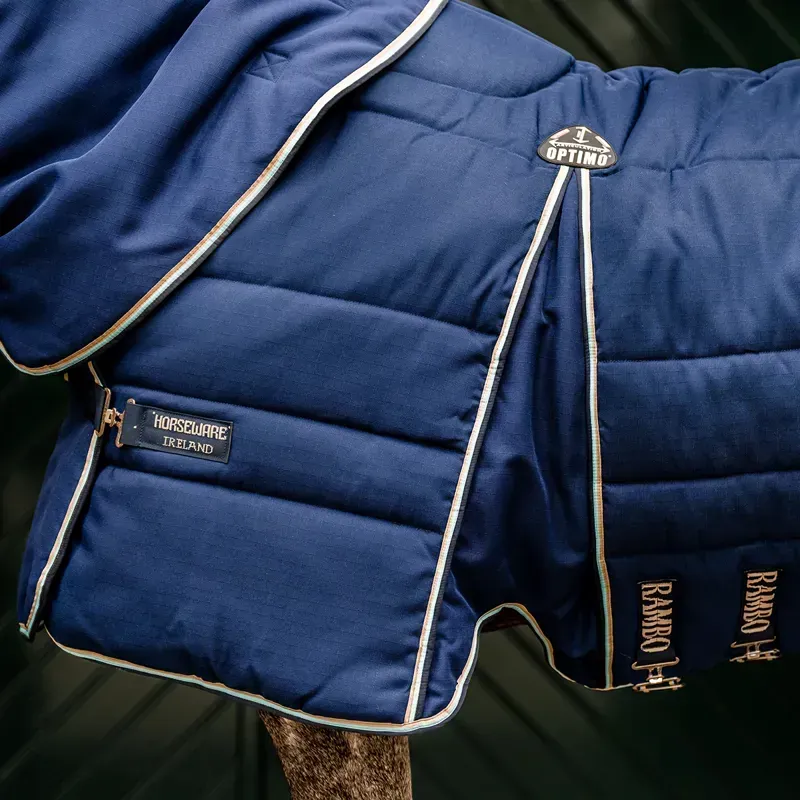 Rambo Optimo Plus 400g Heavy Stable Blanket - Navy/Beige/Baby Blue-2