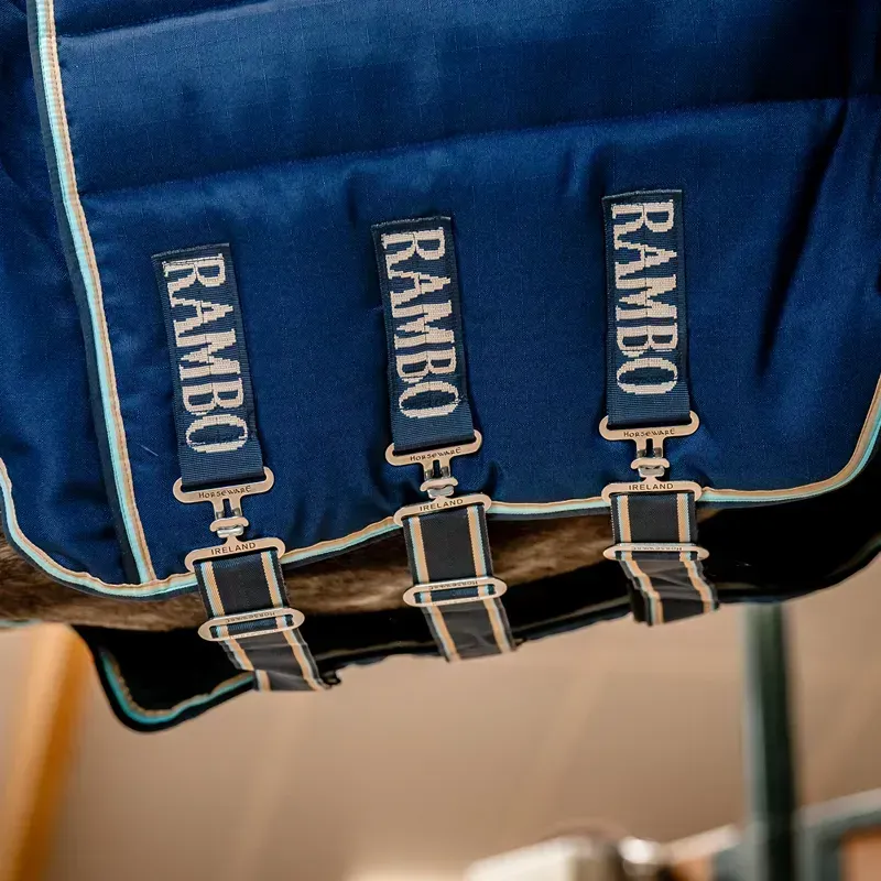 Rambo Optimo Plus 400g Heavy Stable Blanket - Navy/Beige/Baby Blue-4
