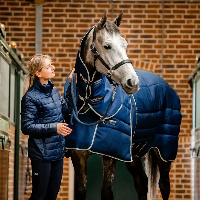 Rambo Optimo Plus 400g Heavy Stable Blanket - Navy/Beige/Baby Blue-6