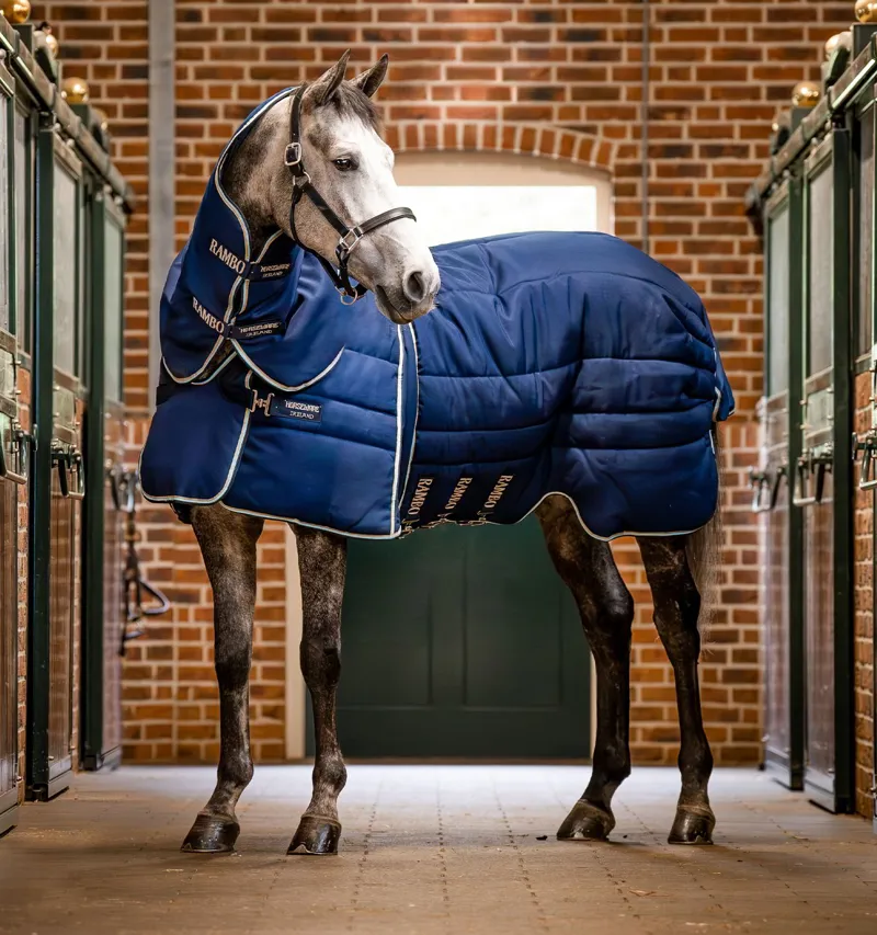 Rambo Optimo Plus 400g Heavy Stable Blanket - Navy/Thunderstorm Grey-1