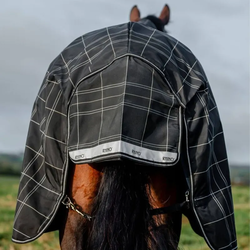Rhino 0g Turnout Sheet with 400g Liner - Black Check/Black/White-7