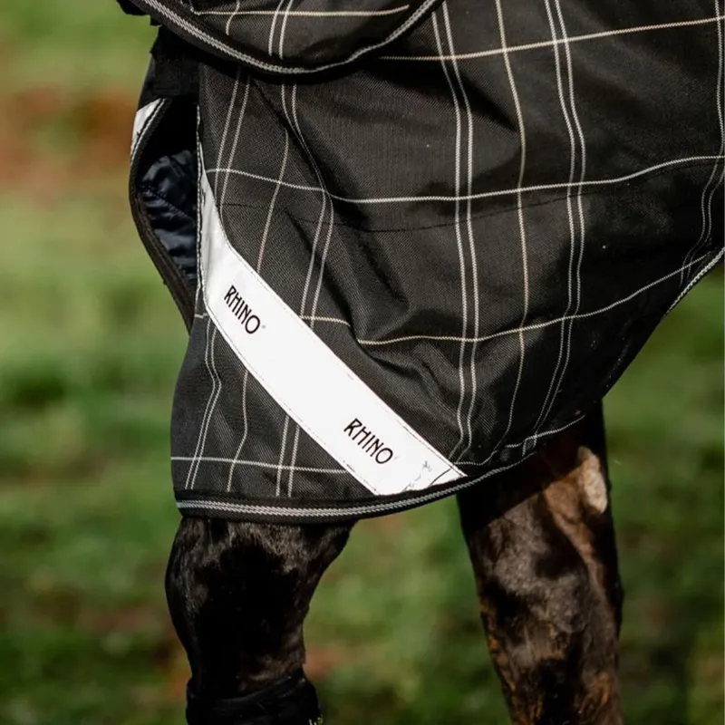 Rhino 0g Turnout Sheet with 400g Liner - Black Check/Black/White-5