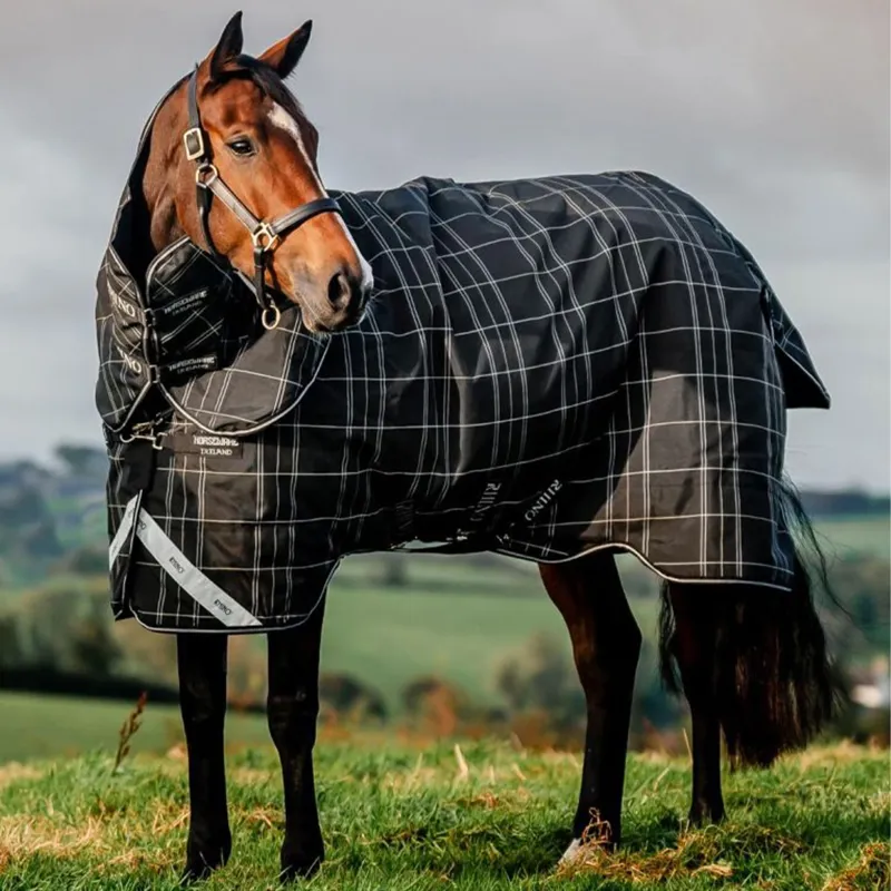 Rhino 0g Turnout Sheet with 400g Liner - Black Check/Black/White-1