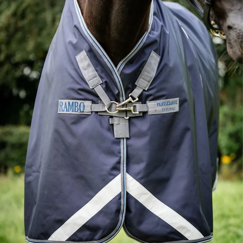 Rambo Optimo 0g Turnout Blanket with 400g Liner - Navy/Thunderstorm Grey-4