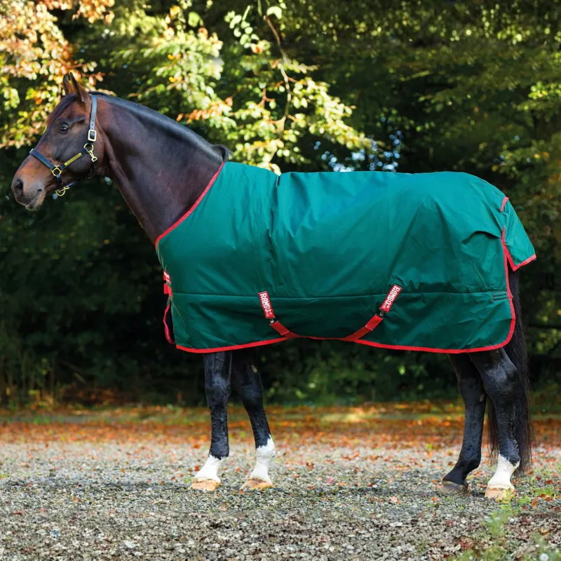 Rambo Original 1000D 0g Standard Neck Turnout Blanket - Green/Red-2