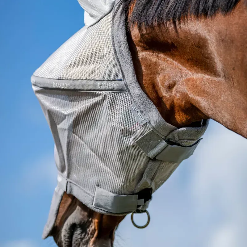 Rambo Plus Fly Mask - Silver/Thunderstorm Gray-1