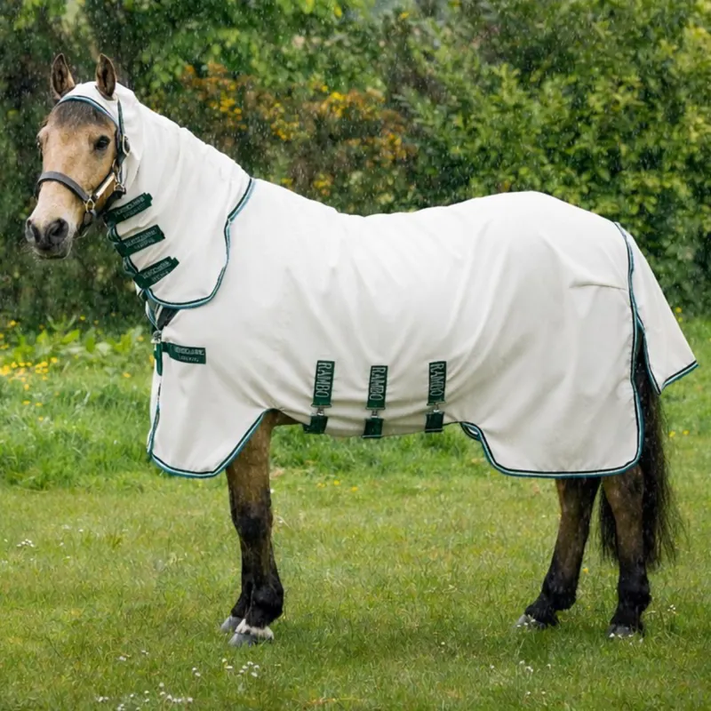 Rambo Pony Hoody Sweet Itch Fly Sheet - Chalk/Hunter Green/Silver