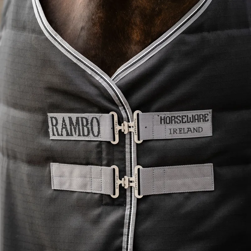 Rambo 100g Stable Blanket - Black/Thunderstorm Grey/Silver-2