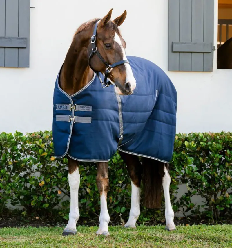 Rambo 400g Std Neck Stable Blanket - Navy/Thunderstorm Grey/Silver