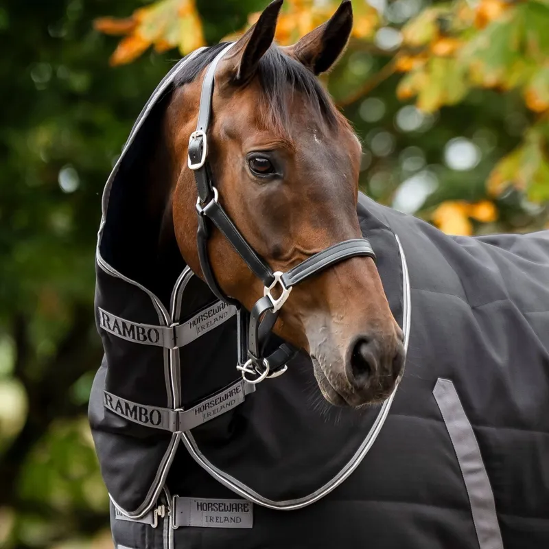 Rambo 200g Stable Neck Cover - Black/Thunderstorm Grey/Silver