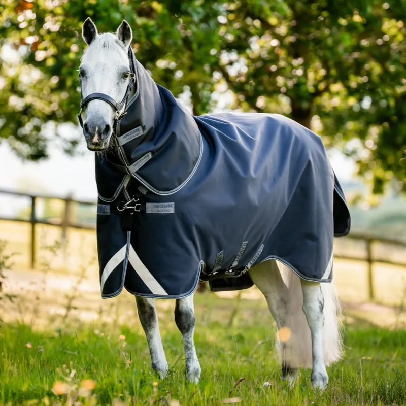 Rambo Supreme 1680D 250g Vari-Layer Detachable Neck Turnout Blanket - Navy/Thunderstorm Grey/Silver