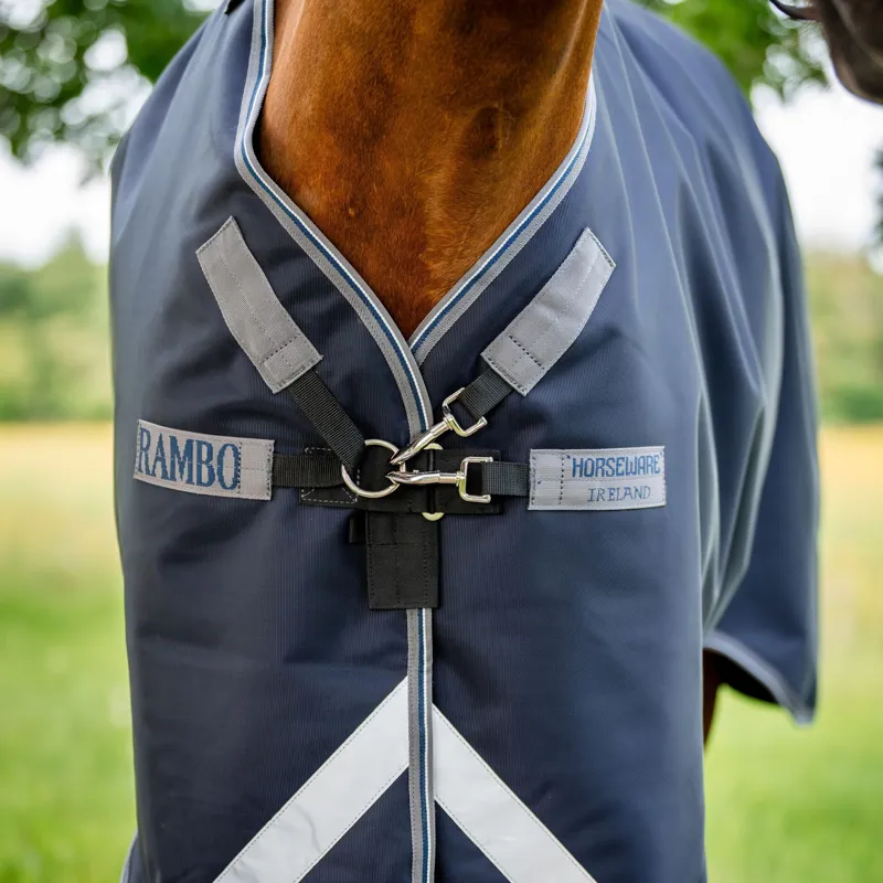 Rambo Supreme 1680D 250g Vari-Layer Detachable Neck Turnout Blanket - Navy/Thunderstorm Grey/Silver-10
