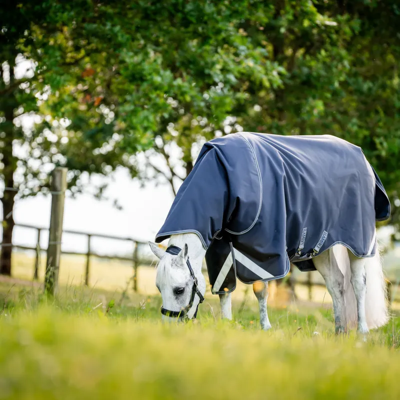 Rambo Supreme 1680D 250g Vari-Layer Detachable Neck Turnout Blanket - Navy/Thunderstorm Grey/Silver-2