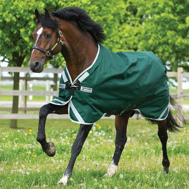 Rambo Original Lite 0g Turnout Blanket with Leg Arches - Green - 7ft3-1