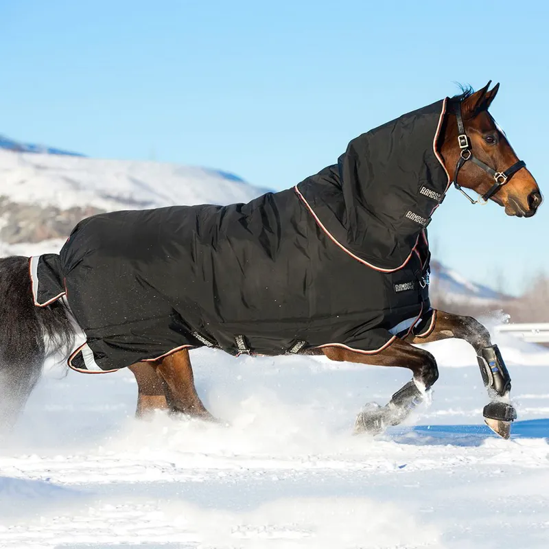Rambo Supreme 420g Detachable Neck Turnout Blanket - Black/Orange