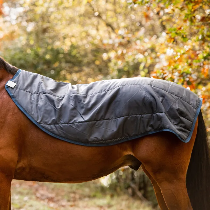 Rambo Autumn Series Detach-A-Neck 0g Turnout Blanket With 100g Liner - Navy/Grey-3