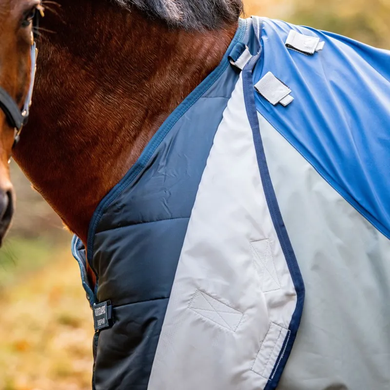 Rambo Autumn Series Detach-A-Neck Turnout Blanket - Navy/Grey-4