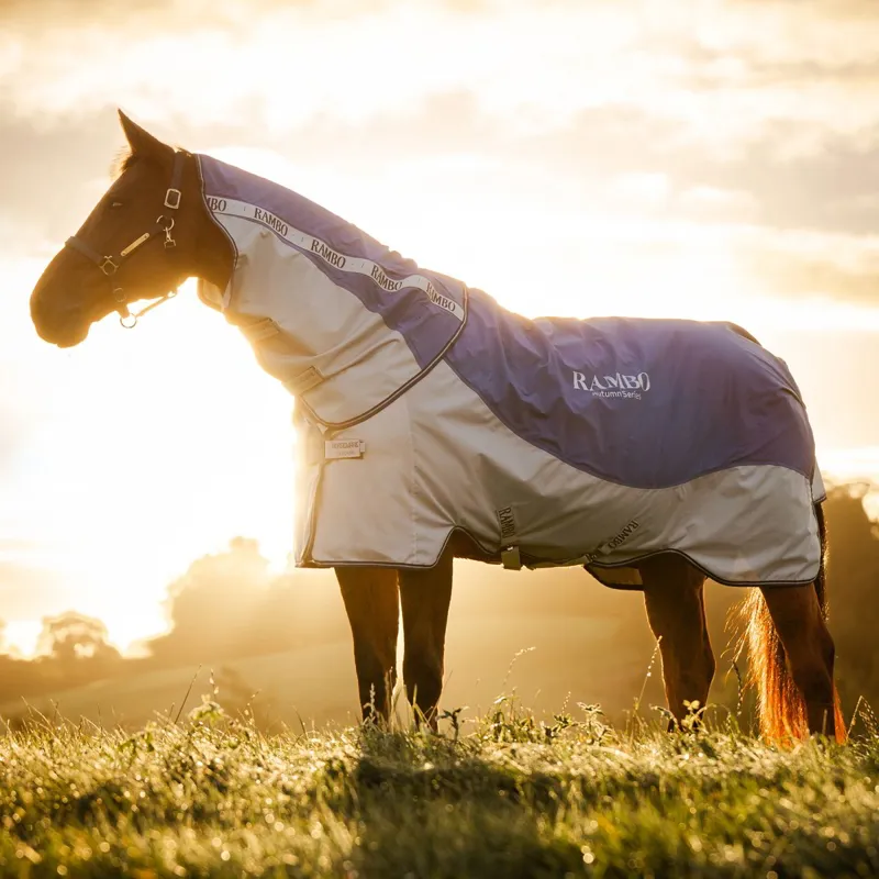 Rambo Autumn Series Detach-A-Neck Turnout Blanket - Navy/Grey-9