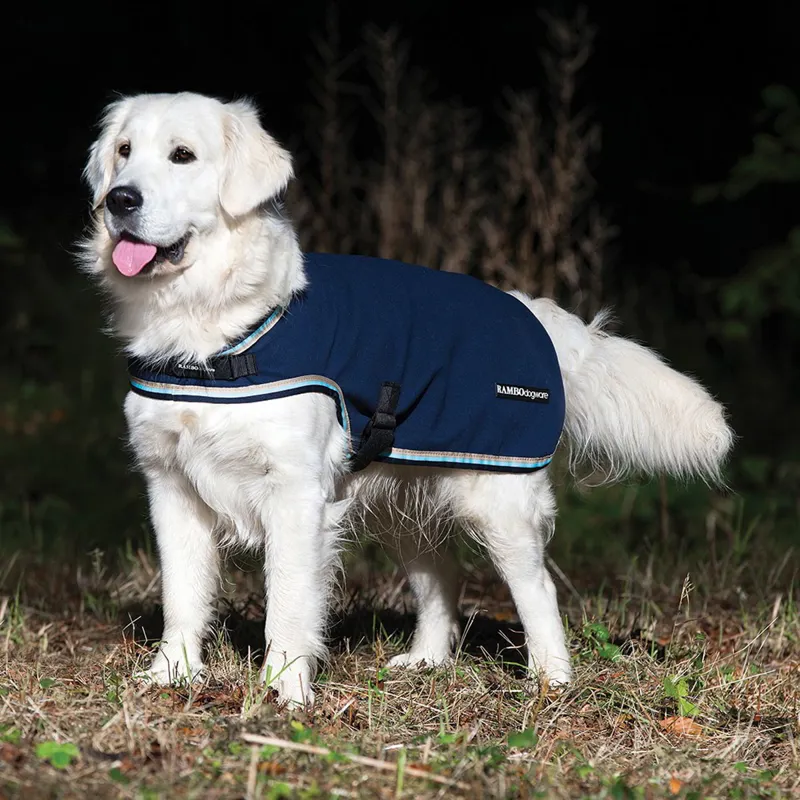 Rambo Waterproof Fleece Dog Coat - Navy/Beige