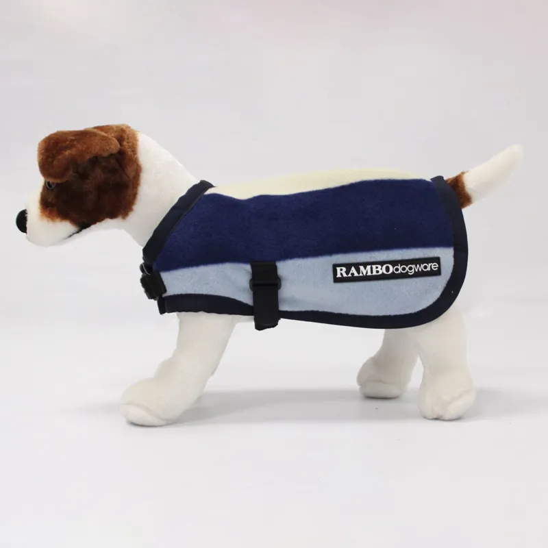 Rambo Deluxe Fleece Dog Coat - Whitney Stripe Navy-1