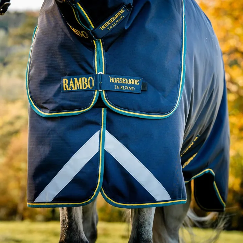 Rambo Duo Force 2.0 100g Turnout Blanket with 2 Eco Liners - Navy-4