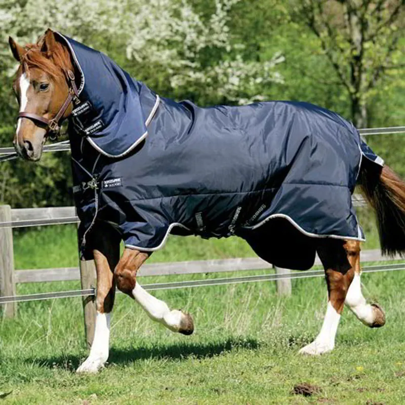 Rambo Duo Plus 100g Turnout Blanket With 300g Liner - Navy/Blue/Brown-2