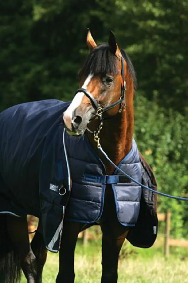 Rambo Duo Plus 100g Turnout Blanket With 300g Liner - Navy/Blue/Brown-3