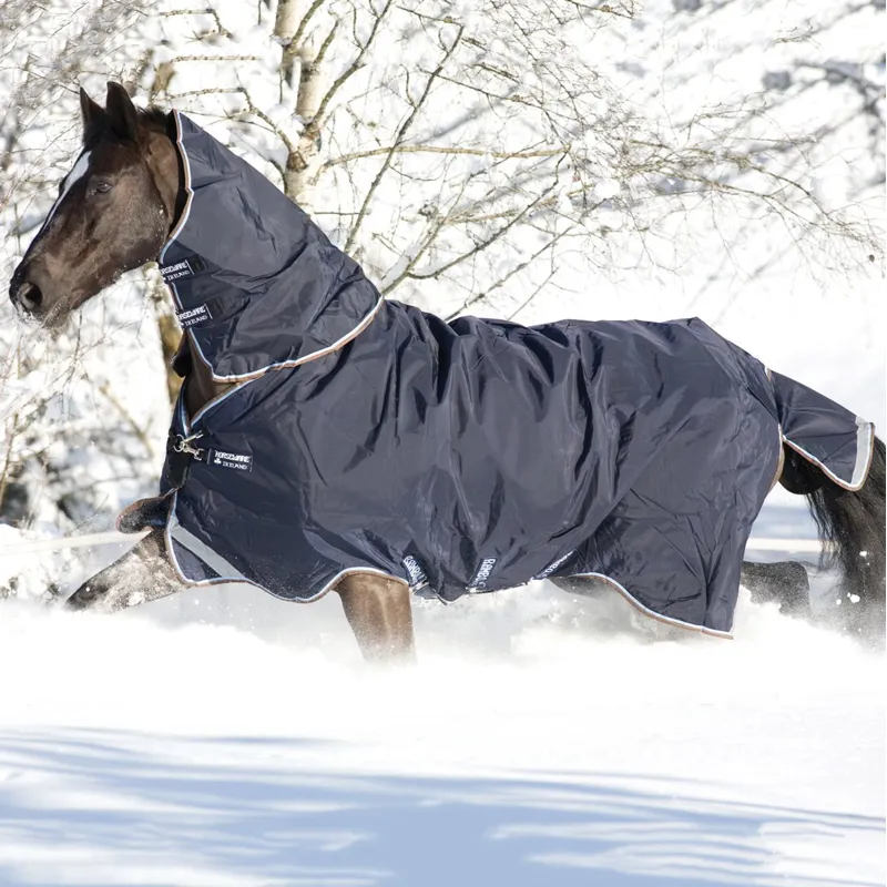Rambo Duo Plus 100g Turnout Blanket With 300g Liner - Navy/Blue/Brown