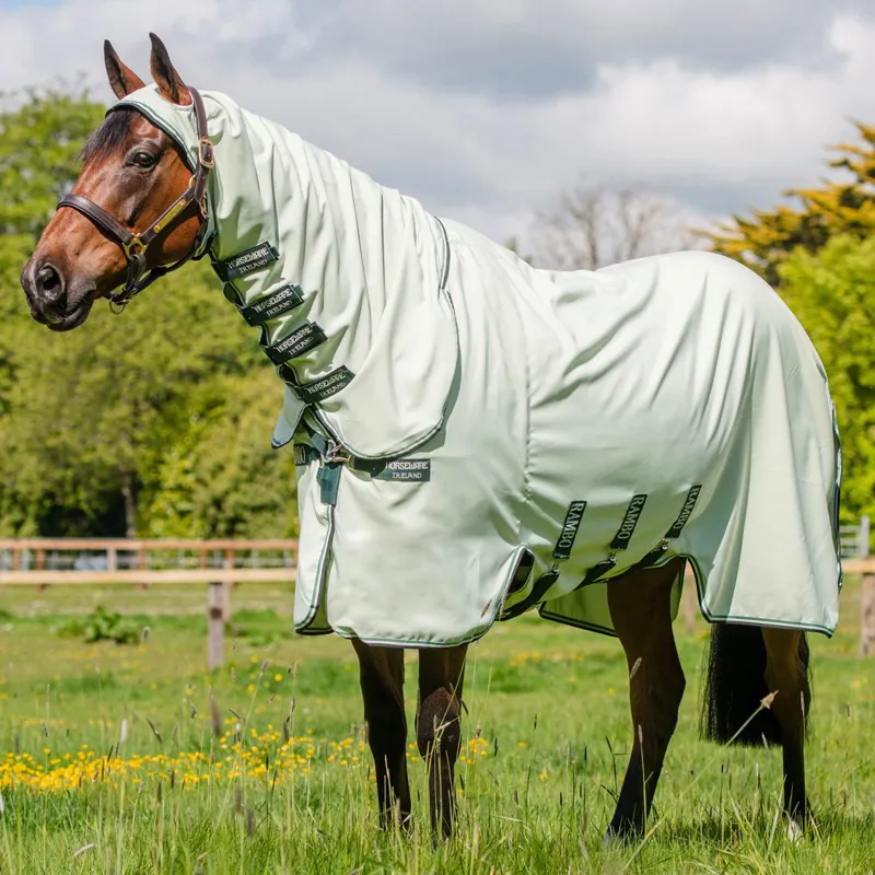 Rambo Hoody Sweet Itch Fly Sheet - Green/Sage/Beige - 7ft3