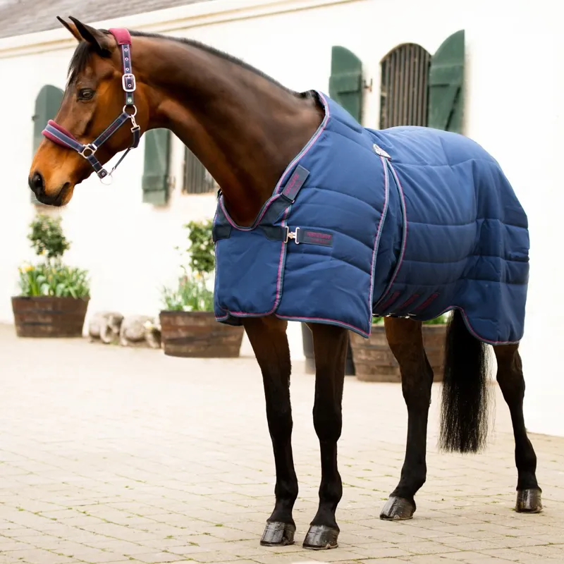 Rambo Optimo 200g Medium Stable Blanket - Navy/Burgundy/Teal-1