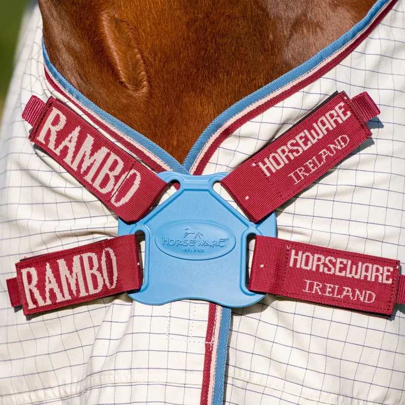 Rambo Optimo Supreme Summer Fly Sheet - Navy Check/Cherry-4