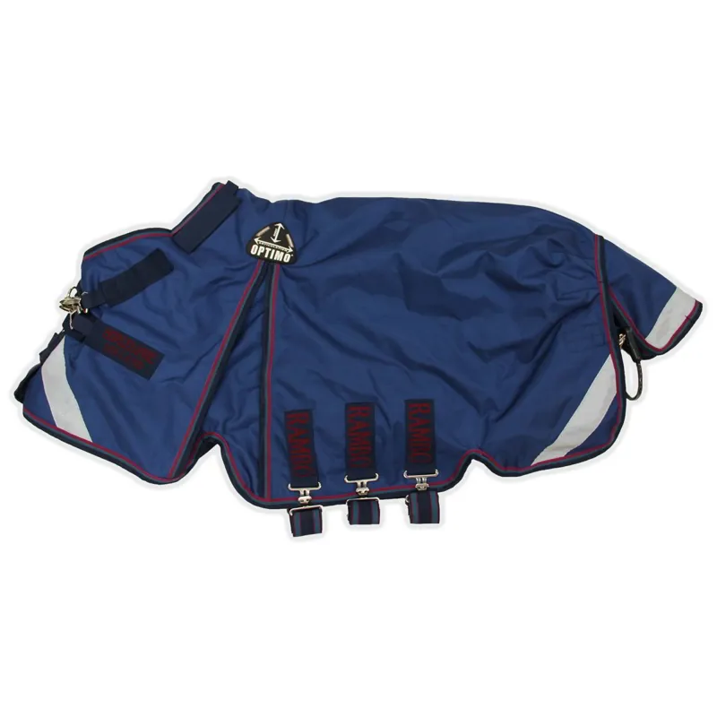 Rambo Optimo 0g Std Neck Turnout Blanket - Navy/Burgundy/Teal/Navy-1