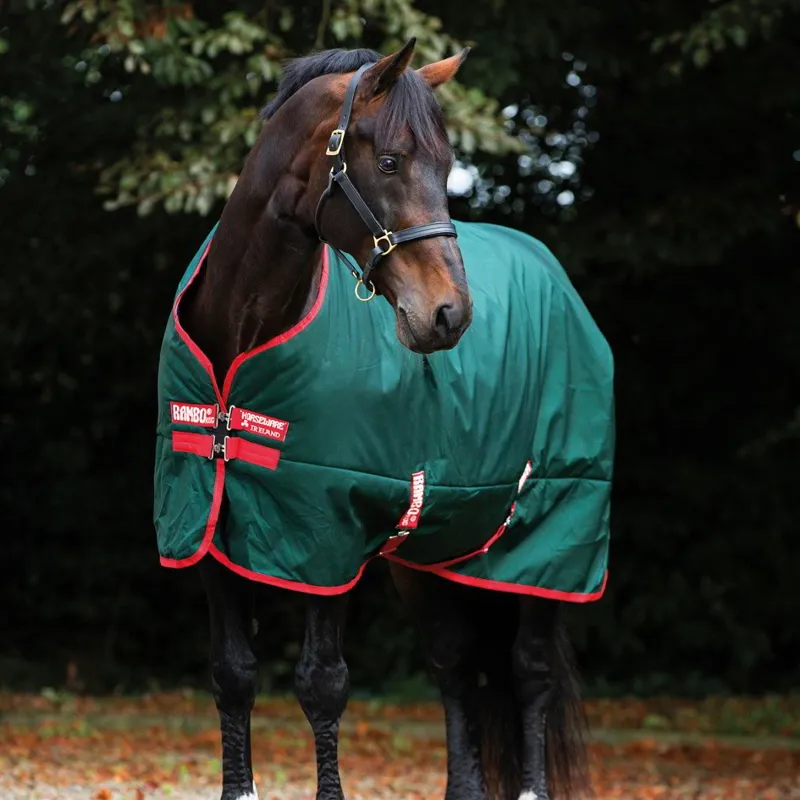 Rambo Original 1000D 0g Standard Neck Turnout Blanket - Green/Red