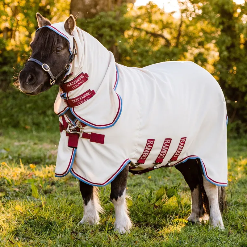 Rambo Petite Hoody Sweet Itch Fly Sheet - Sand/Cherry/Peach/Blue