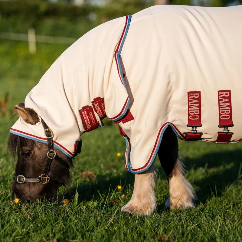 Rambo Petite Hoody Sweet Itch Fly Sheet - Sand/Cherry/Peach/Blue-1