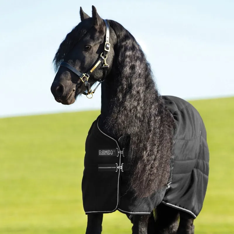 Rambo 400g Standard Neck Stable Blanket - Black/Black/White
