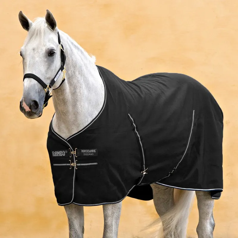 Rambo Stable Sheet with Microfiber Lining - Black/Black/Silver