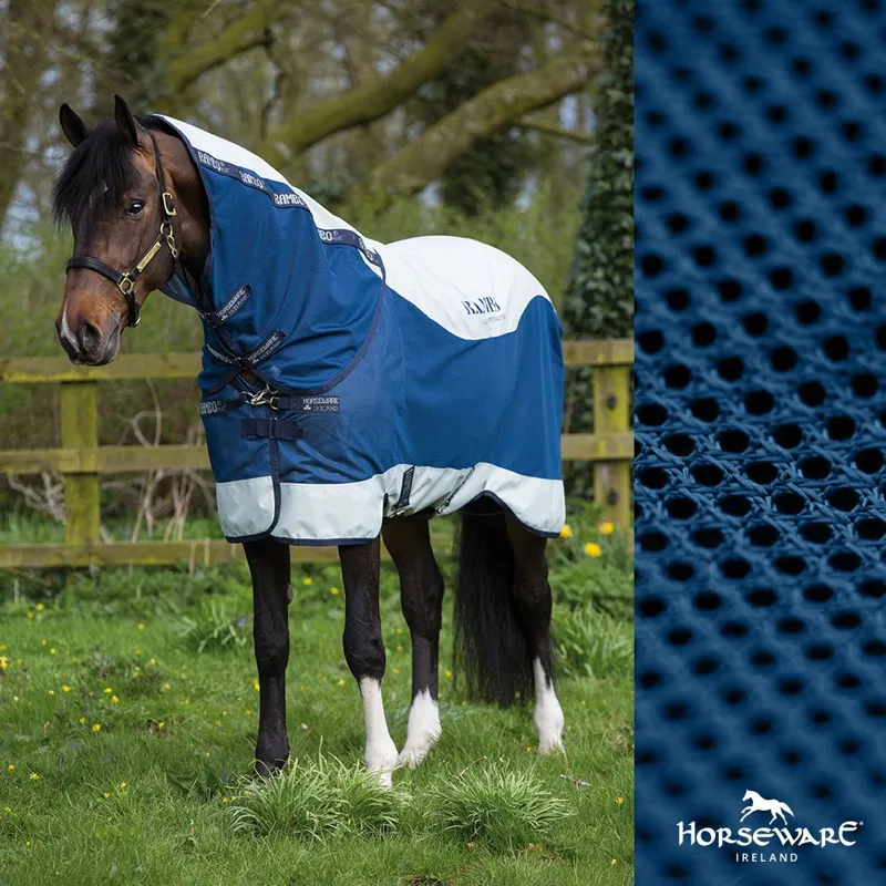 Rambo Summer Series V-Front Waterproof Turnout Fly Sheet - Navy/Grey-6