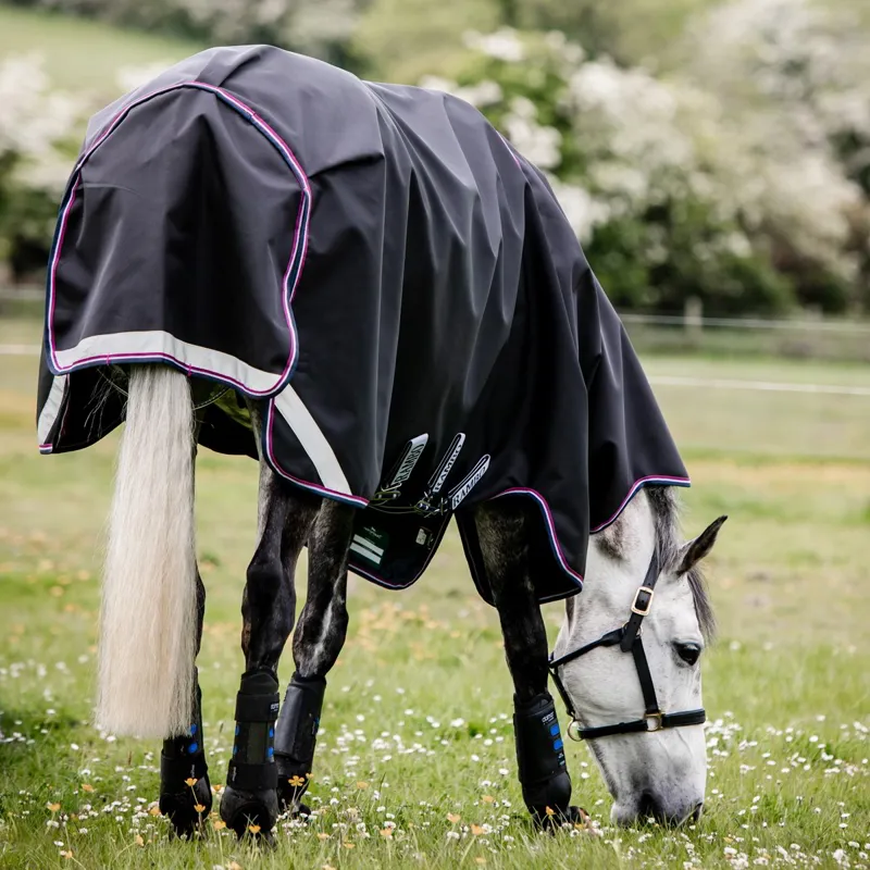 Rambo Supreme 1680D 0g Detachable Neck Turnout Blanket - Navy/Burgundy-1