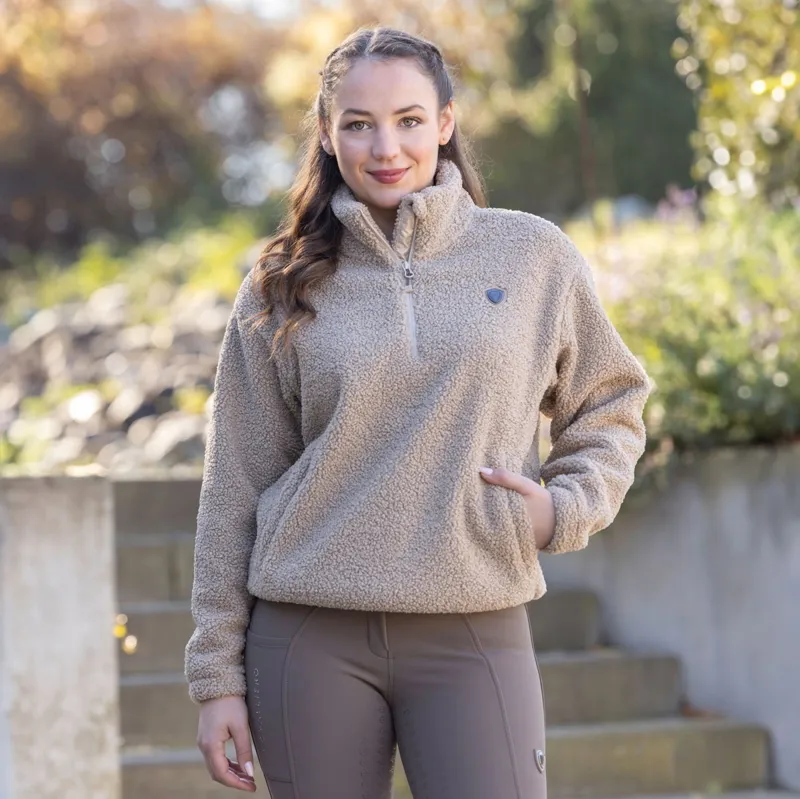 Covalliero Teddy Fleece Women's Sweater - Beige