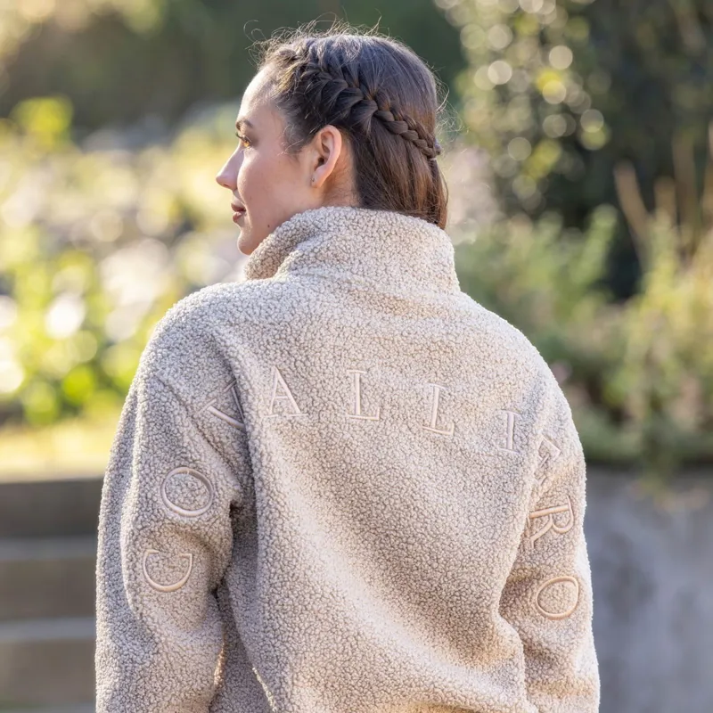Covalliero Teddy Fleece Women's Sweater - Beige-1