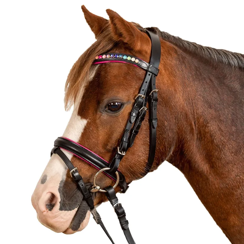 STAR Pinky Flash Bridle with Reins - Black
