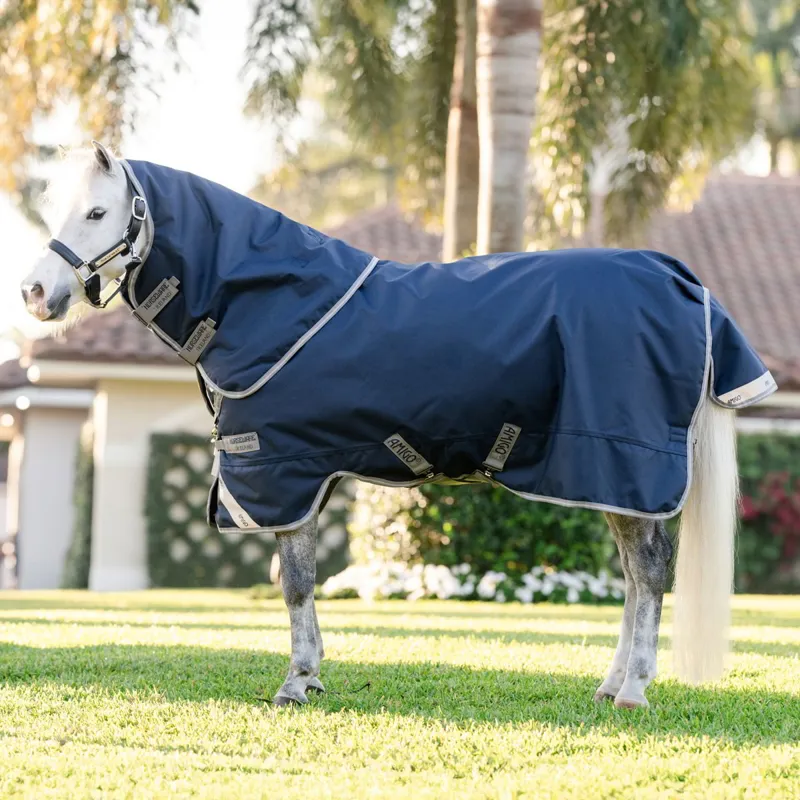 Amigo Pony 1200D Plus 50g Turnout Blanket - Navy/Titanium/Silver