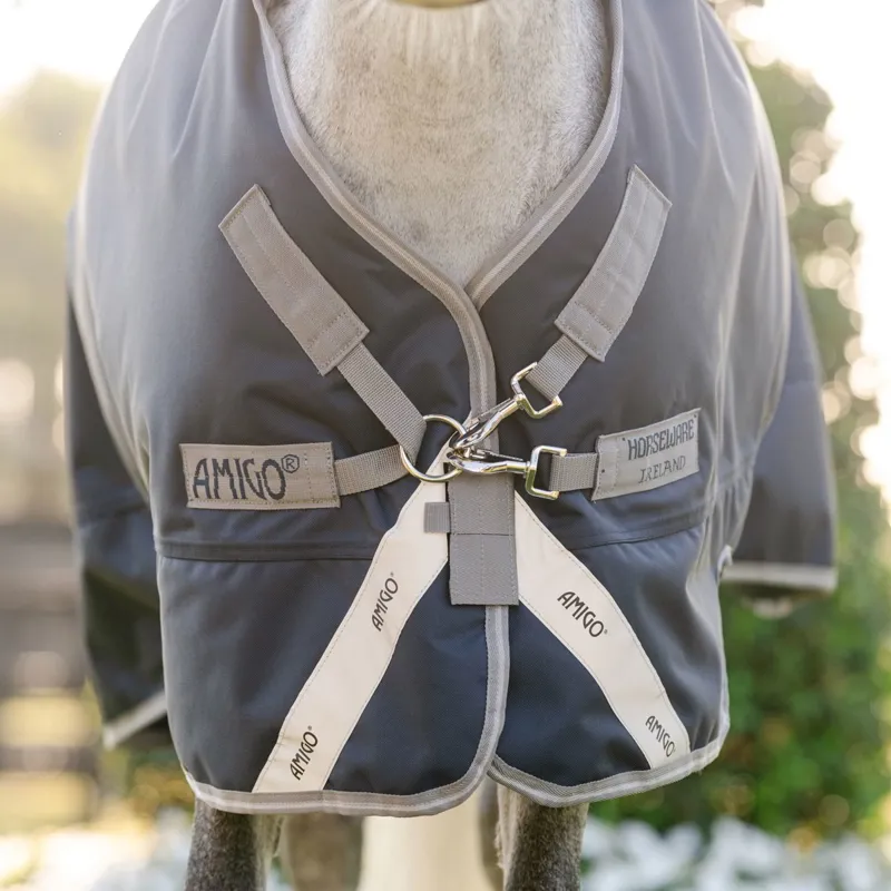 Amigo Pony 1200D Plus 50g Turnout Blanket - Navy/Titanium/Silver-1