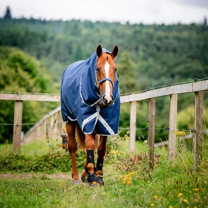Amigo Bravo 1200D Plus 400g Turnout Blanket - Navy/Titanium/Silver-1