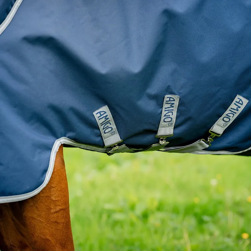 Amigo Bravo 1200D Plus 400g Turnout Blanket - Navy/Titanium/Silver-4