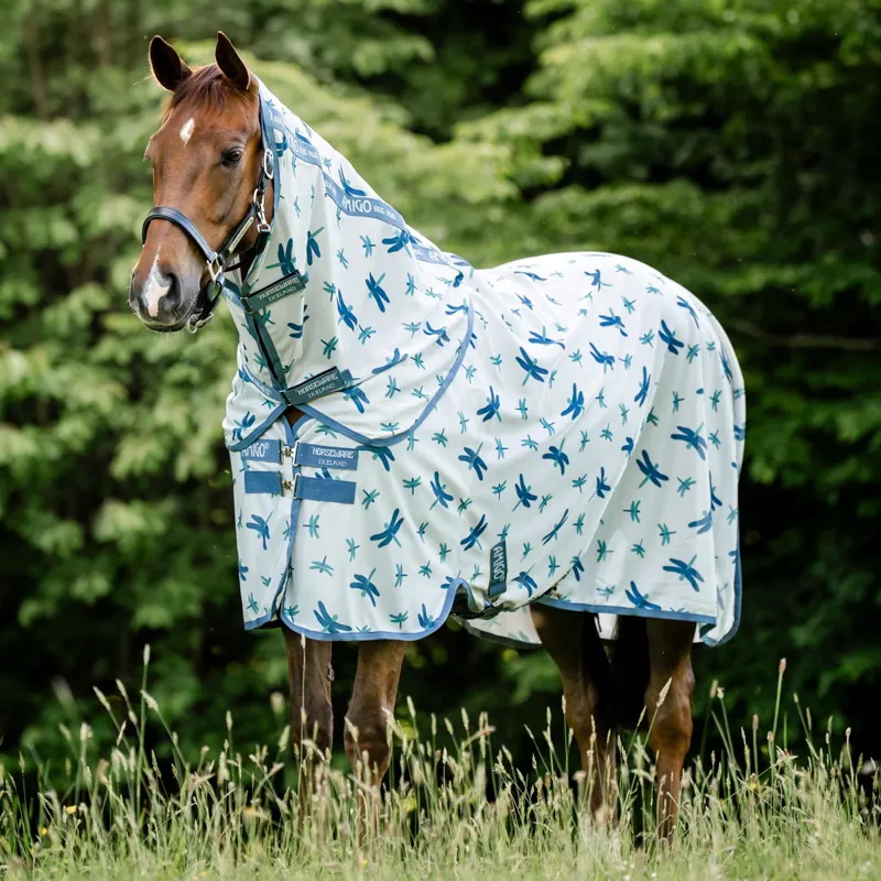 Amigo Bug Rug Plus Fly Sheet - Dragonfly Print/Silver Blue/Sage